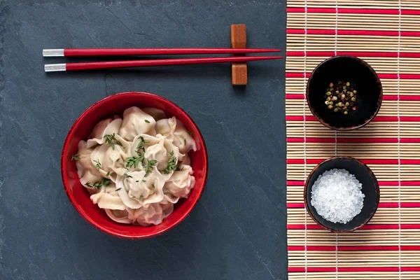 Placa Cerámica Albóndigas Carne Tabla Ajuste Estilo Oriental —  Fotos de Stock