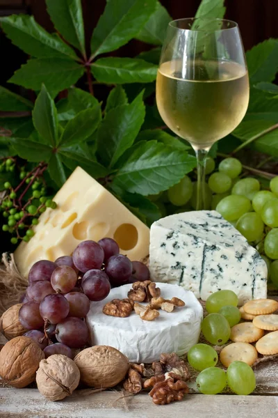 Fromage Raisin Verre Vin — Photo