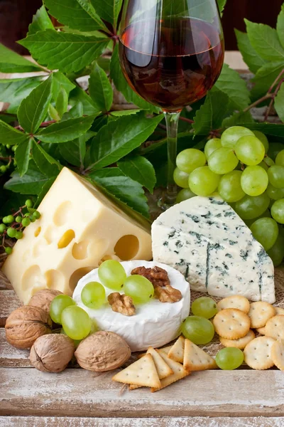 Fromage Raisin Verre Vin — Photo