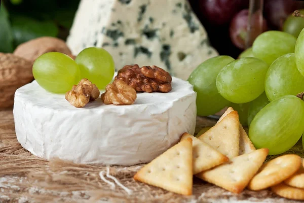 Various Types Cheese Fruits — Stock Photo, Image