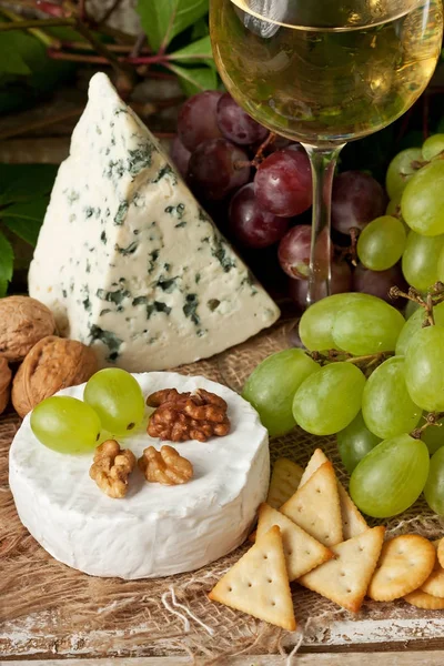 Fromage Raisin Verre Vin — Photo