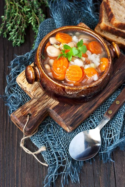 Soupe Légumes Maison Dans Bol Céramique Concept Alimentation Saine — Photo