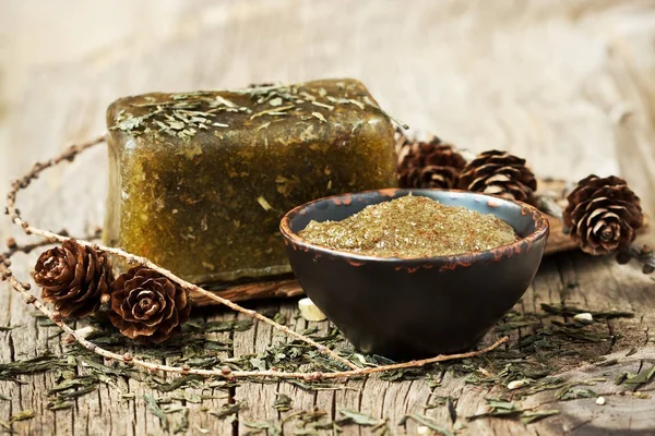 Green  tea  spa cosmetic arrangement — Stock Photo, Image