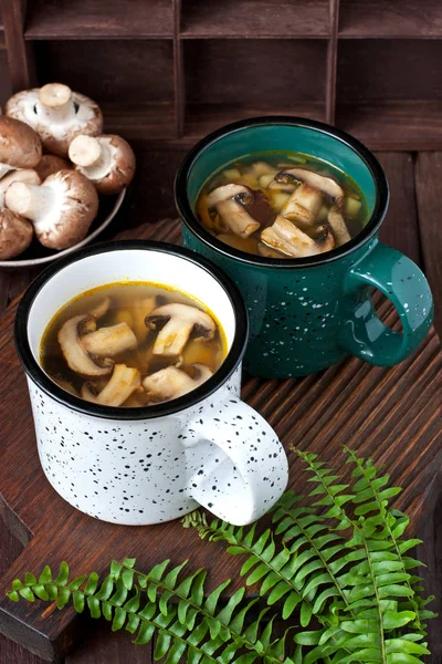 Sopa Casera Champiñones Con Papa Zanahoria —  Fotos de Stock