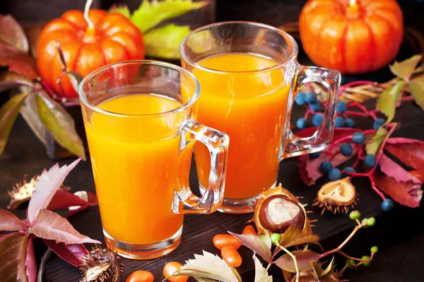 Glass of fresh  pumpkin or carrot  juice — Stock Photo, Image