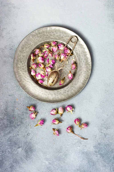 Dried Rose Buds Which Used Tea Cuisine Cosmetic Decoration — Stock Photo, Image