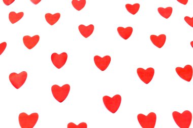 İzole arka planda kırmızı kalpler. Sevgililer Günü konsepti.