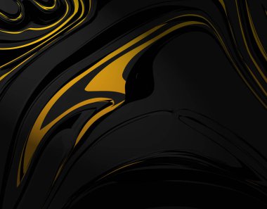 Siyah arkaplandaki altın çizgilerin soyut resimleri