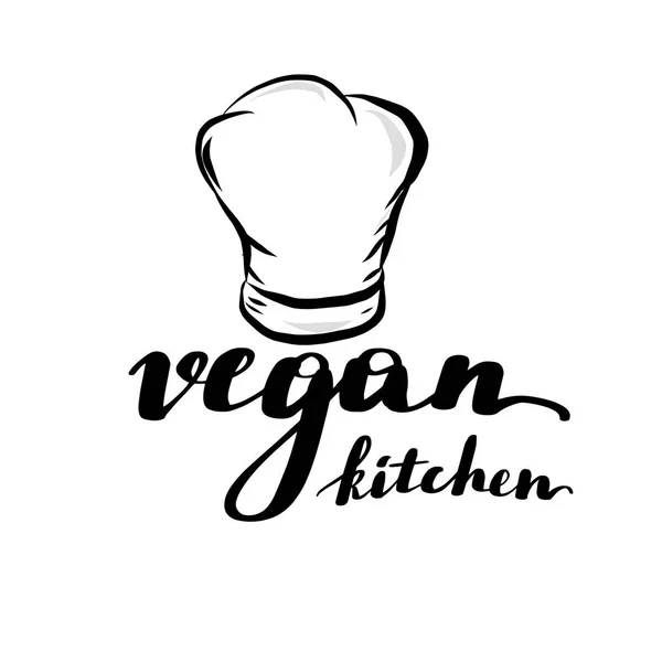 Schriftzug Vegane Küche Veganes Zitat Aquarell Fleck Auf Hintergrund — Stockvektor