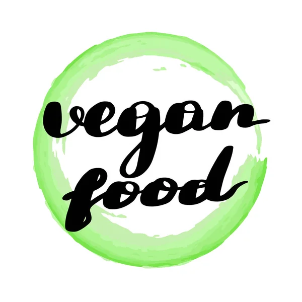 Schriftzug Veganes Essen Veganes Zitat Aquarell Fleck Auf Hintergrund — Stockvektor