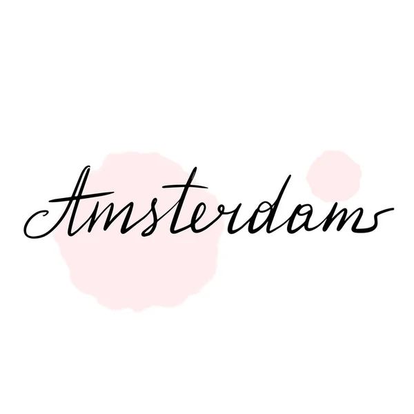 Mão escrita lettering inscrição Amsterdam . — Vetor de Stock