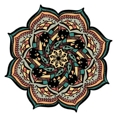 Üzerinde izole renkli mandala vektör