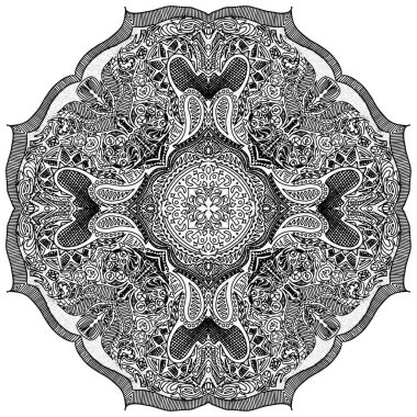 Siyah ve beyaz mandala vektör