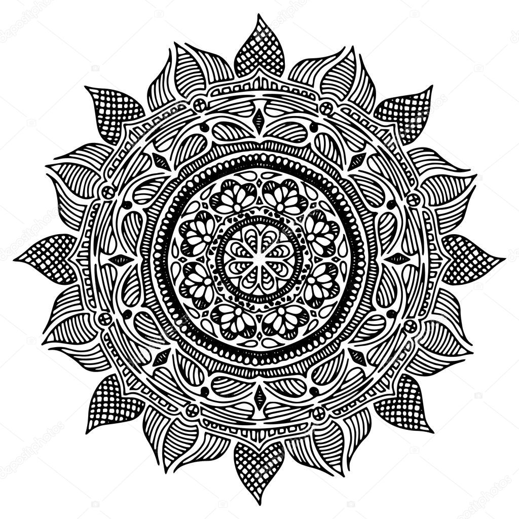 Round decorative ornament element. Mandala