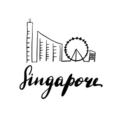 Singapur yatay çizgi sanat illüstrasyon