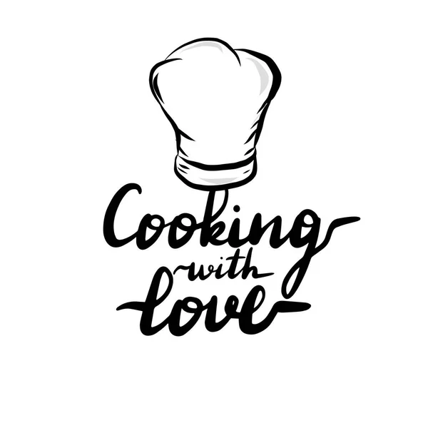Lettering inscripción cocinar con amor . — Vector de stock