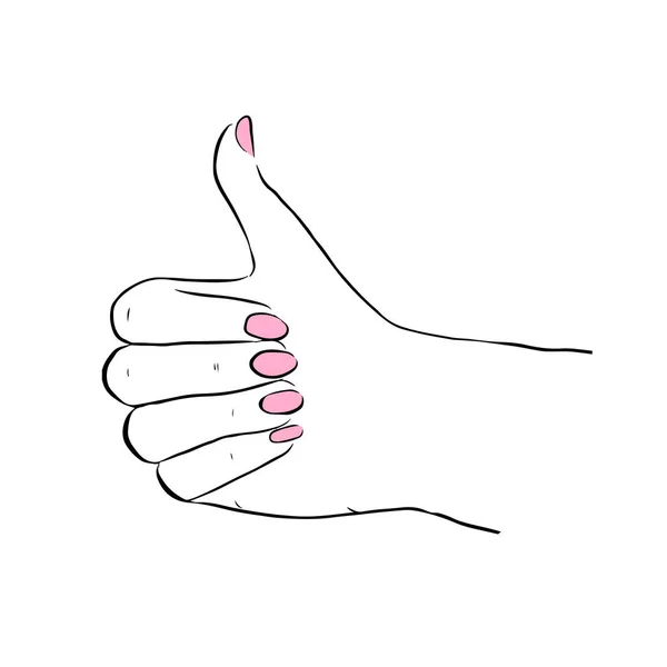 手描きの親指に孤立した白い背景ベクトル イラストです クリップアート — ストックベクタ