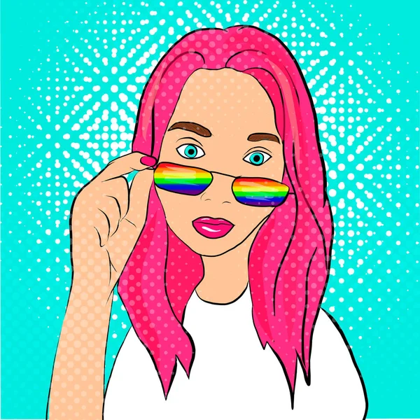 Λοατ Κορίτσι Στο Pop Στυλ Art Vector Εικονογράφηση Clipart — Διανυσματικό Αρχείο
