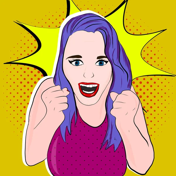 Girl with purple hair in — Stock Vector