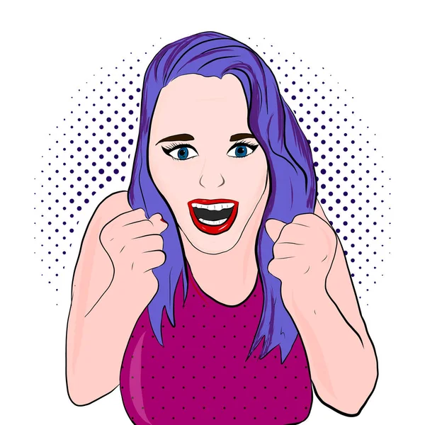 Girl with purple hair in — Stock Vector