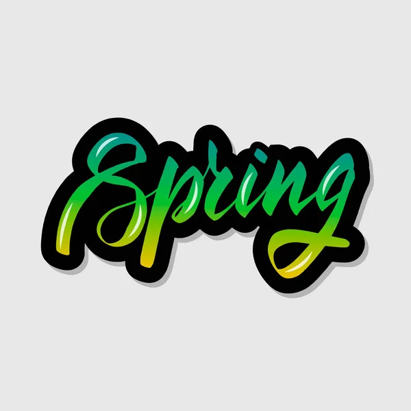 Handwritten lettering typography spring. Drawn — Stock Vector