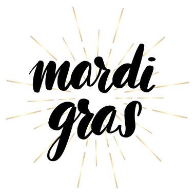 Mardi gras yazı tebrik kartı.