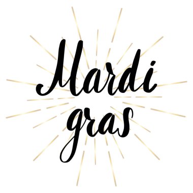 Mardi gras yazı tebrik kartı.