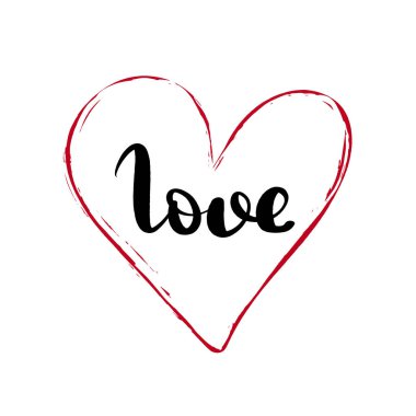 Çalı çırpı harfleri. Sevgililer günü kartı. Beyaz arkaplanda tipografik tasarım izole edildi. Vektör illüstrasyonu.