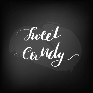 Tatlı şeker, el yazısı metin, yazı tahtası, vektör çizim tebeşir yazı kara tahta yazı tahtası.