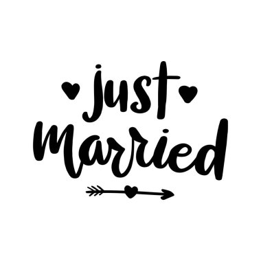Just married lettering greeting card.