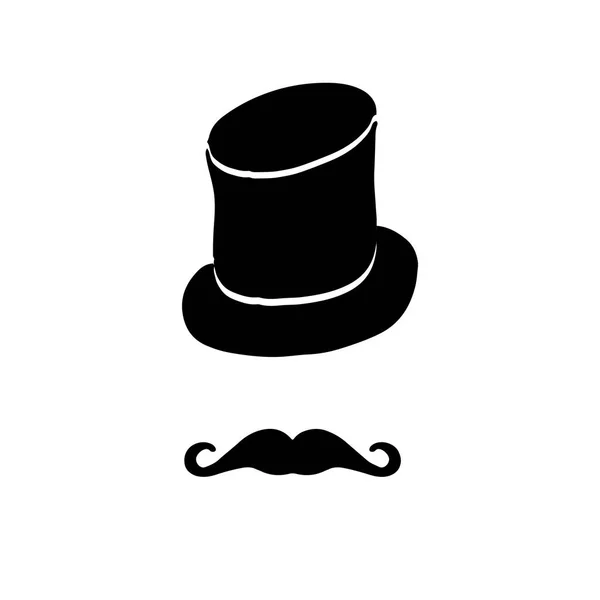 Σιλουέτα Του Vintage Καπέλο Και Μουστάκι Σύμβολο Του Τζέντλεμαν Εικονογράφηση — Διανυσματικό Αρχείο