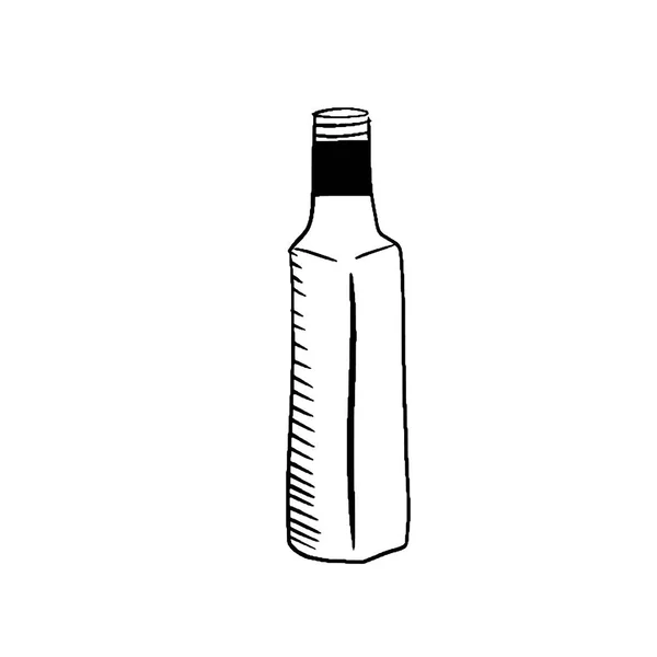 Lege vierkante fles schets. — Stockvector