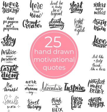 25 handwritten motivational quotes clipart