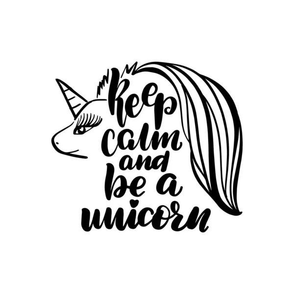 Mantén la calma y sé un unicornio — Vector de stock