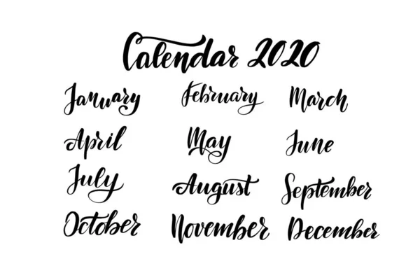 Lettering English months — Stock Vector