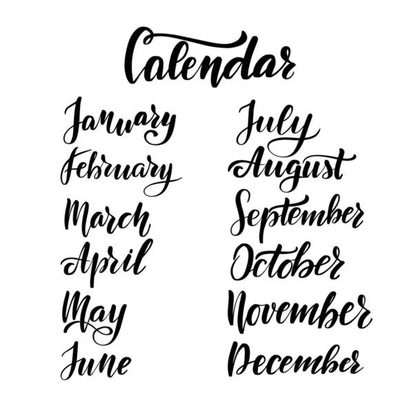 Lettering English months — Stock Vector