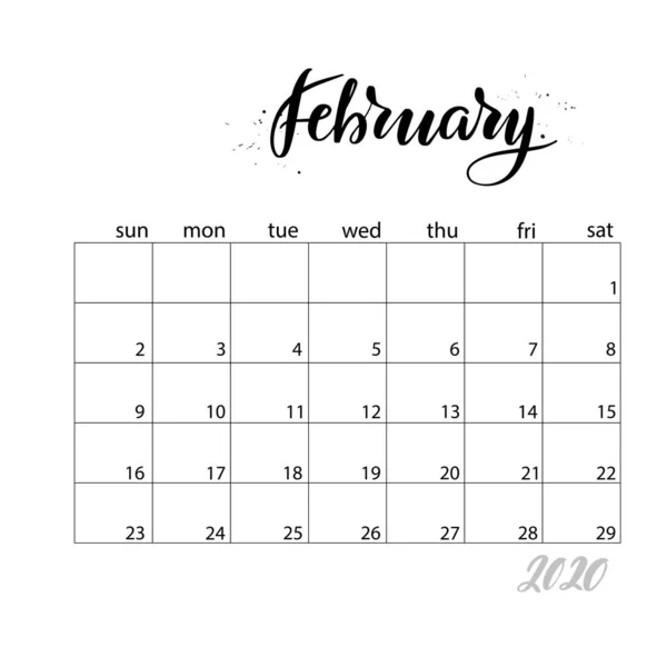 Lut. Miesięczny kalendarz na 2020 rok — Wektor stockowy