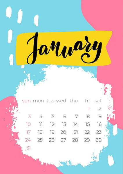 Januari 2021 kalender dalam gaya modern. Ilustrasi vektor - Stok Vektor