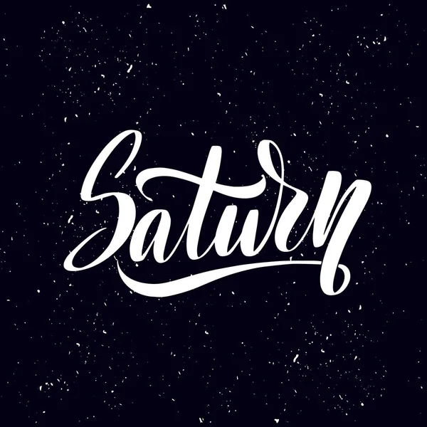 Saturno con letras de estilo moderno. Planeta tipografía vectorial ilustración — Vector de stock