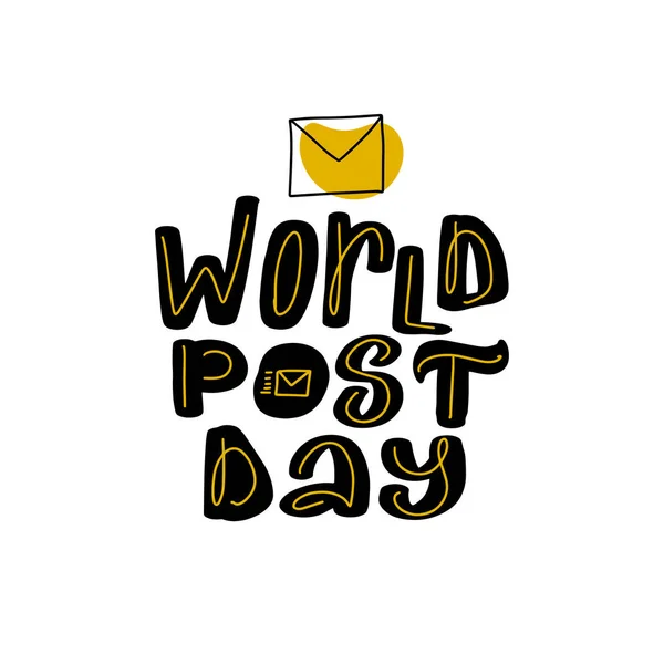 Logo del Día Mundial del Post, 9 de octubre. Gran caligrafía vector stock ilustración — Archivo Imágenes Vectoriales