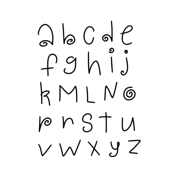 El çizimi çizgi roman tarzı yazı tipi. Vektör basit alfabesi. — Stok Vektör