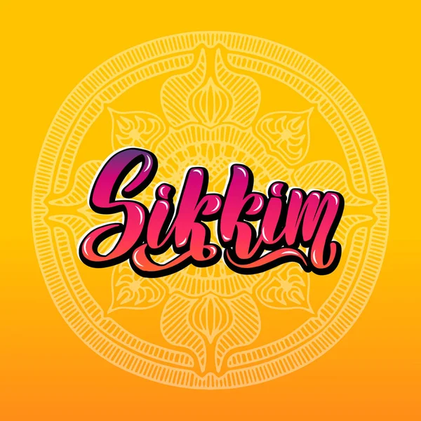 Sikkim Tipografía escrita a mano. Estados de la India. — Vector de stock