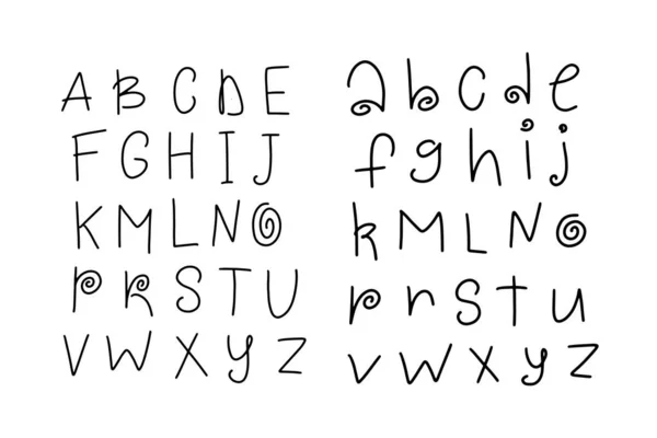 Wektor zabawny kreskówka ręcznie narysowany alfabet markera. Dzieciaku. — Wektor stockowy