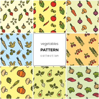 Sebze desen koleksiyonu. Şirin doku seti