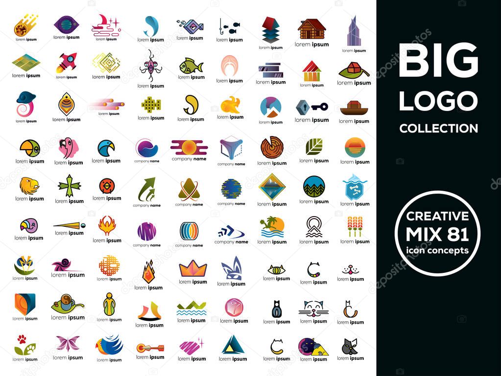 Big logo collection. Creative icon concepts.  Mix set