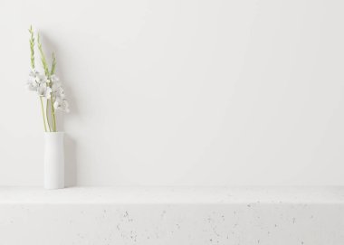 Ürün sunumu için kozmetik beyaz arka plan, moda dergisi illüstrasyonu için. 3d resimleme