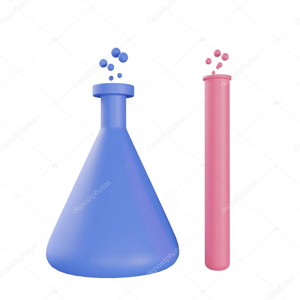 3d rendering of science equipment, 3d icons, pastel minimal cartoon style  isolated