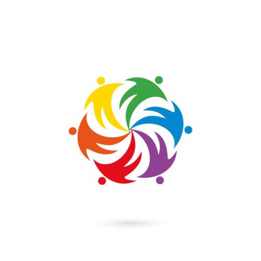 Sağlıklı bakım logo, topluluk, ekip çalışması, ortaklık ve insan logo şablonu