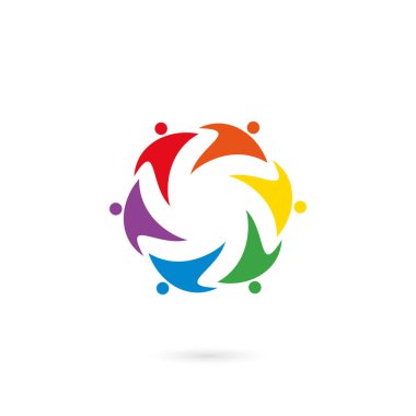 Sağlıklı bakım logo, topluluk, ekip çalışması, ortaklık ve insan logo şablonu