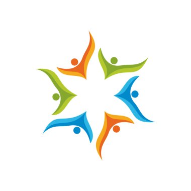 Sağlıklı bakım logo, topluluk, ekip çalışması, ortaklık ve insan logo şablonu